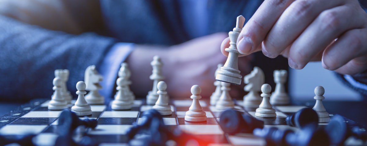 Chess pieces on a board